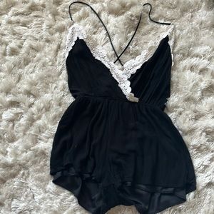 Cute Size Medium Black Romper with White Lace